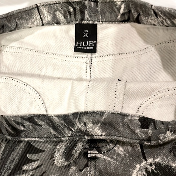 HUE Denim Print Skinny Jeans Leggings w/Stretch Blk /Gray / White Women’s S - Picture 6 of 15
